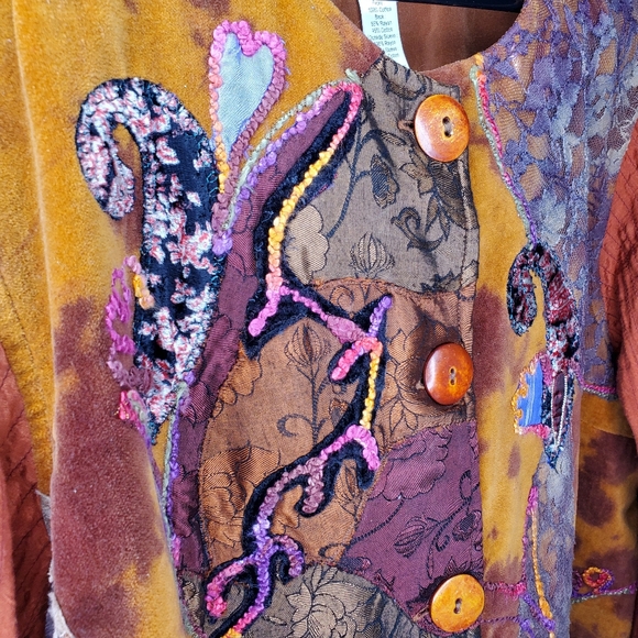 Coldwater Creek Artsy Jacket Womens 2X Multicolor Embroidered Vtg 90s Witchy - Picture 3 of 9